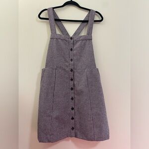 Forever‎ 21 Houndtooth Sleeveless Button Dress in Navy, Ruby, and Cream - L